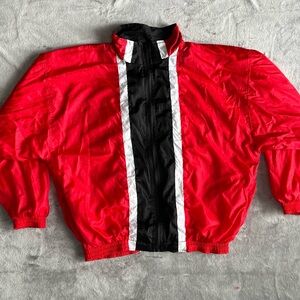 Vintage 90s Red Nylon Windbreaker Track Jacket